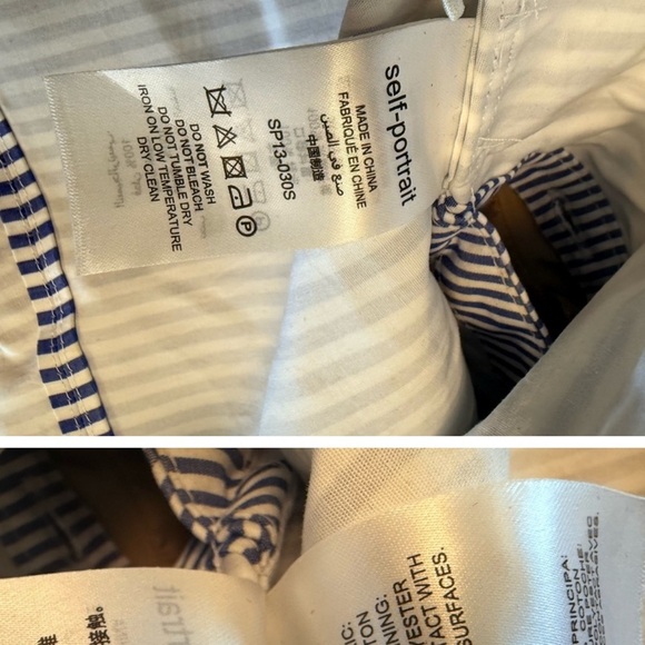 Self-Portrait size 2 EUC worn once Blue and White Striped Ruffle asymmetrical - Picture 2 of 15